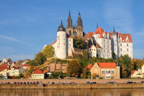Elbe and Burgberg with Episcopal Castle, Albrechtsburg and St. Johannis and St. Donatus Cathedral,