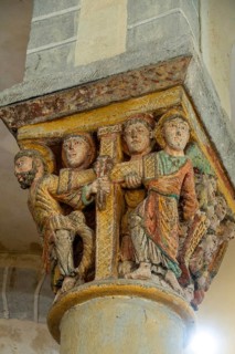 Capital of romanesque church of Saint Nectaire, The Redeemer's Cross, Puy de Dome, Auvergne Rhone