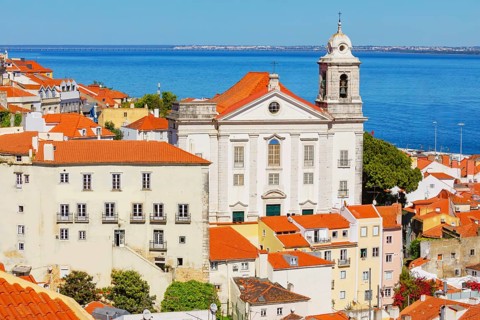 View over Santo Estevao church and Alfama district, Lisbon, Portugal
