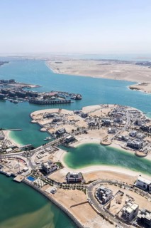 Abu Dhabi city skyline from above in Abu Dhabi, United Arab Emirates