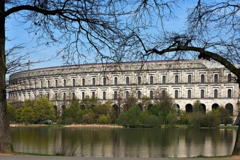 General view of the former, unfinished NSDAP Congress Hall, 1933–1945, with the Dutzenteich and