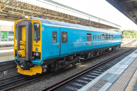 British Rail Class 153 diesel Inspection Unit Train 153384, Exeter St David's railway station,