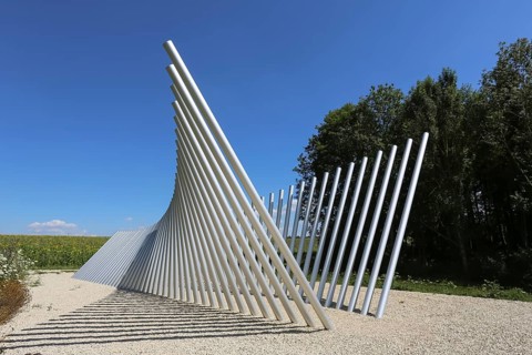 Art in public space, sculpture made of aluminum profile pipes by artist Martin Burchard, life's