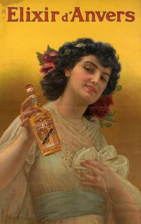 Advertising poster, beverage advertisement, advertising poster for Elixir d'Anvers, a Belgian