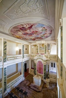 Castle chapel, Tenneberg Castle, museum, baroque room, castle, interior view, Waltershausen,