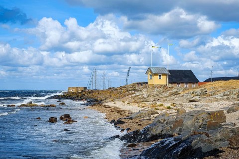 Torekovs Lotshus, the old historic pilot house from 1878 on the coast in Torekov, Skåne, Sweden.