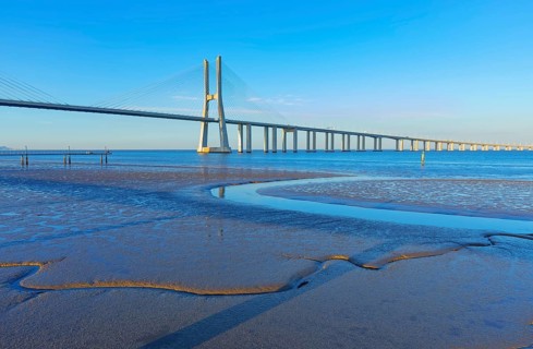 Vasco Da Gama bridge, the longest bridge in Europe, Lisbon, Portugal
