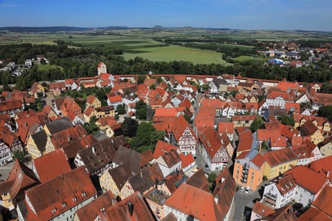 Old town, city view from above, from Daniel church tower, Nördlingen, Nördlingen, Donau-Ries