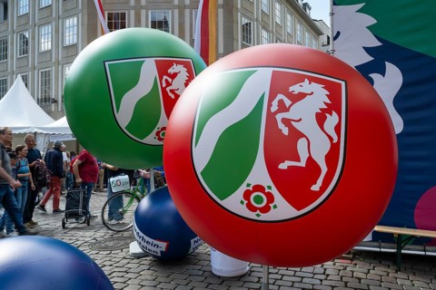 Red and green balloon with the coat of arms of North Rhine-Westphalia, North Rhine-Westphalia Day,