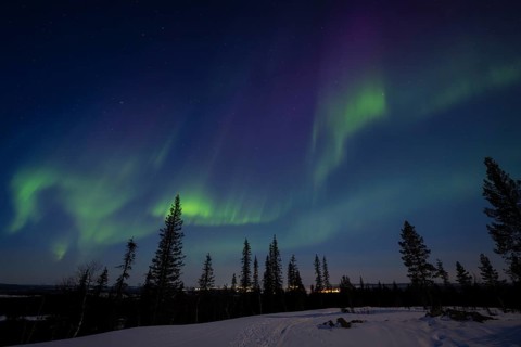 Northern Lights (Aurora borealis), Gällivare, Norrbotten, Lapland, Sweden, April 2025