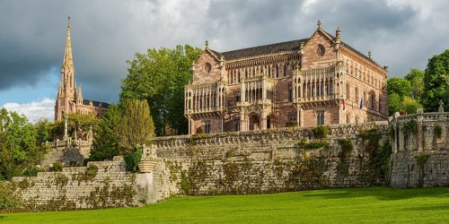 Palace de Sobrellano and the Pantheon chapel in Comillas, Cantabria, Spain