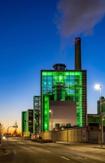 The Lausward combined heat and power plant in Düsseldorf, gas and steam turbine power plant,