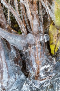 Ice formations on a stream, Dundret Nature Reserve, Gällivare, Norrbotten, Lapland, Sweden, October