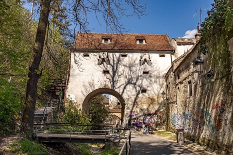 Graft bastion and city wall in Brasov or Kronstadt, Transylvania, Romania