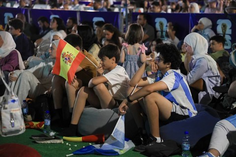 Damascus, Syria - July 19, 2026: Thousands of Spanish and Argentine football fans gather in