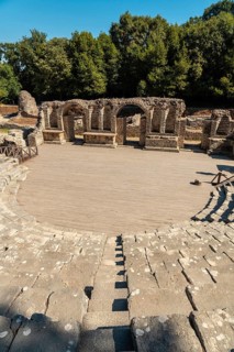 Theater and amphitheater in the archaeological ruins of Butrint or Butrinto National Park in