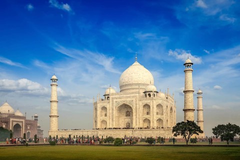 Taj Mahal. Indian Symbol, India travel background. Agra, India