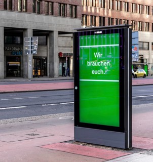 Wall display board for advertising, Potsdamer Platz, Berlin, Germany