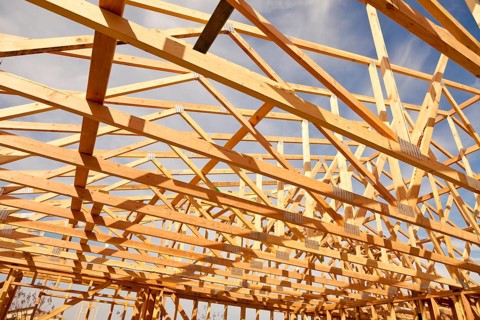 New Construction Wood Home Framing Abstract