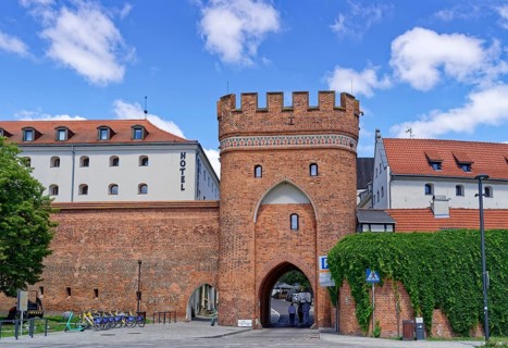 City wall around the old town of Torun. The historic old town is a UNESCO World Heritage Site.
