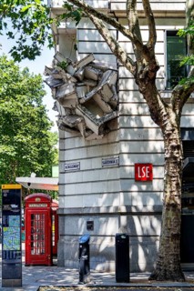 Richard Wilson's Square the Block clings to the corner of the London School of Economics building