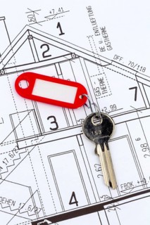 House plan with key. A residential key is on a map, Austria