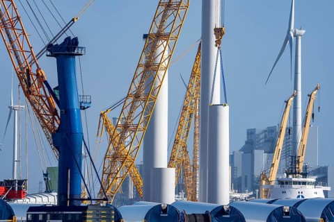 The seaport of Eemshaven, Julianahaven Basin, is where the components, rotors, tower components,