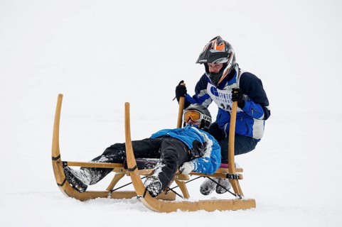 Horn sled racing, Waldau, Black Forest, Baden-Württemberg, Germany
