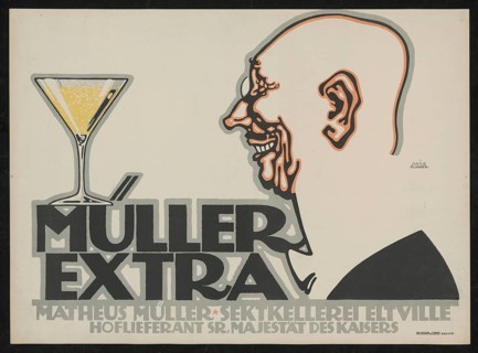 Advertising poster, beverage advertisement, color lithograph by artist Julius Klinger from 1912