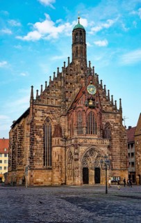 West façade of Nuremberg Church of Our Lady, Roman Catholic parish church, Gothic, Hauptmarkt,