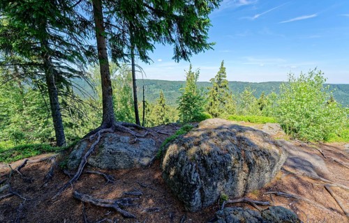 The mother-in-law rock, Skala Tesciowej, is a rock formation from Hornfels in the Jizera Mountains,