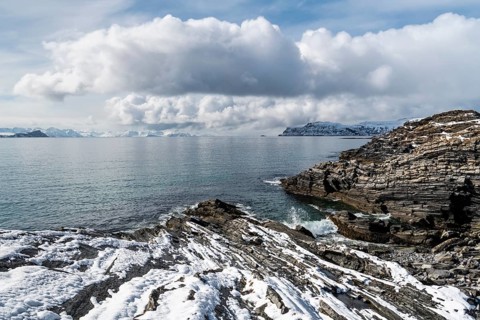 Rocky coast, Söröya, Barents Sea, Finnmark, Norway, May 2019