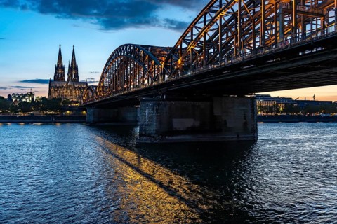 Cologne Cathedral, Hohenzollern Bridge, Railway Bridge across the Rhine, North Rhine-Westphalia,