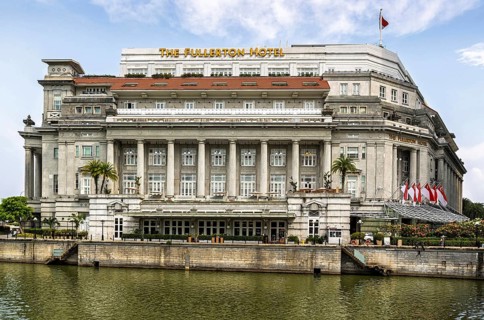 Grand neoclassical colonnade of the former General Post Office now houses the luxury riverside