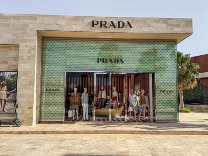 Bodrum, Turkiye - 26.05.2025: Prada store entrance in Palmarina Bodrum Marina in Turkey