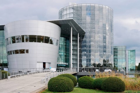 Volkswagen transparent factory, Dresden, Saxony, Germany