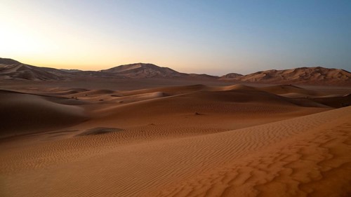 Sand dunes in the Rhub al Khali desert, empty quarter, largest sandy desert in the world, Oman
