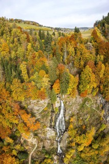 Todtnau Waterfalls multi-level waterfall in the Black Forest in autumn in Todtnau, Germany