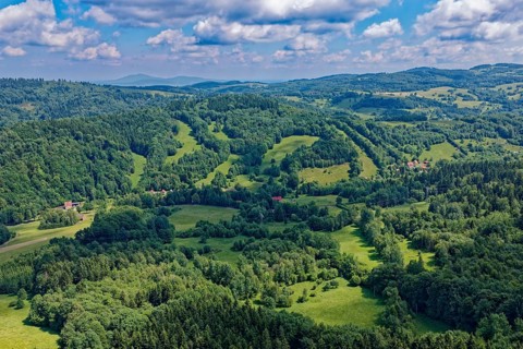 Landscape on the Owl Mountains, Gory Sowie, part of the Silesian Central Sudetes in southwestern