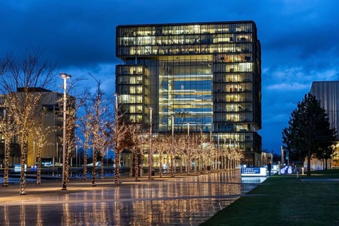 The Ruhr Tech Campus Essen, formerly the Thyssenkrupp Campus, headquarters of Thyssenkrupp,