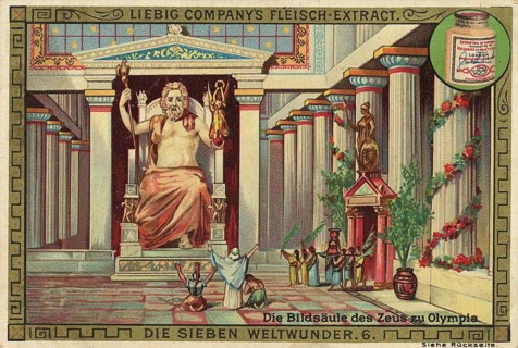 Picture series The Seven Wonders of the World, The Column of Zeus at Olympia, Liebig picture,