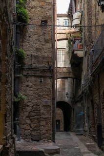 Winding courtyards in the old town centre of Volterra, province of Pisa, Tuscany, Italy
