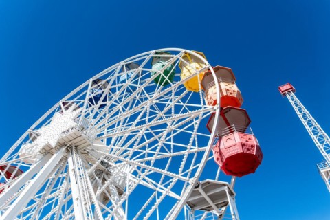 Ferris wheel at the Parc d'atraccions Tibidabo amusement park in Barcelona, Spain