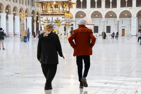 Muslims flock to the historic Umayyad Mosque to perform the first Tarawih prayer of Ramadan in the
