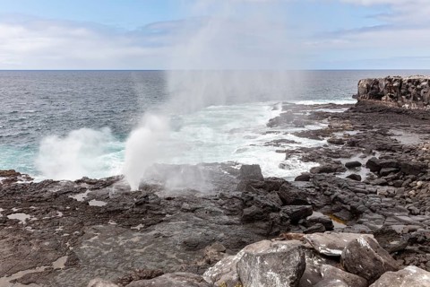 Coast, Sea spray, Galapagos, Ecuador