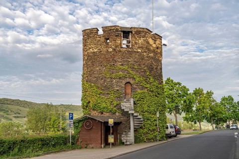 The Gothic half tower in Rheindiebach, World Heritage Site Upper Middle Rhine Valley, Oberdiebach,