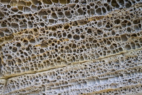 Close-up of a rock surface with visible geological structure, Elgol Beach, Elgol, Isle of Skye,