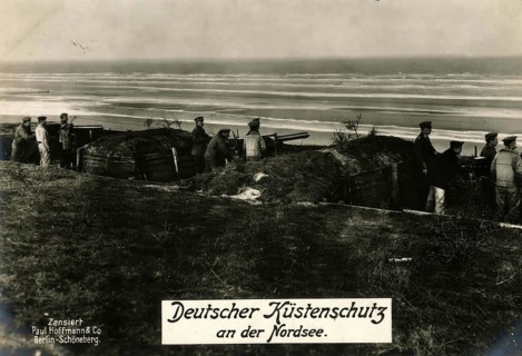 German coastal defence on the North Sea, 1914 - 1918, 1st World War, reproduction of a war postcard