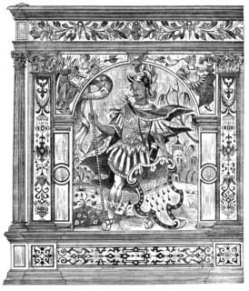 Historical architectural illustration from the 19th Century, 1881, German Renaissance style, 16th