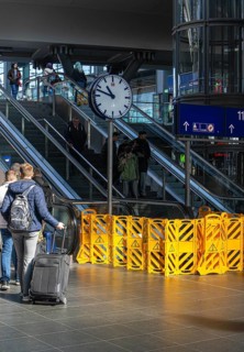 Central Station, yellow barriers on escalators at Berlin Central Station, which have been defective